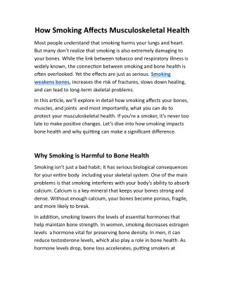 How Smoking Affects Musculoskeletal Health