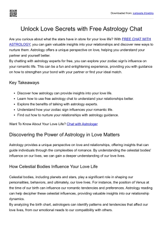 Unlock Love Secrets with Free Astrology Chat