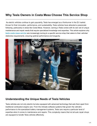 Why Tesla Owners in Costa Mesa Choose This Service Shop