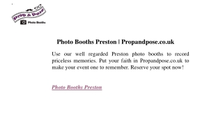 Photo Booths Preston | Propandpose.co.uk