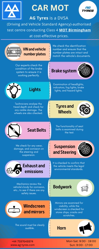 Ag Tyres MOT Birmingham check list