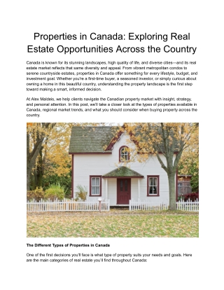Properties In Canada