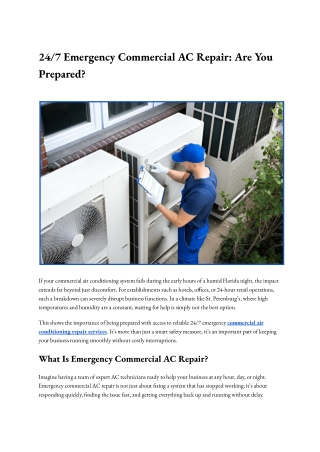 24/7 Emergency Commercial AC Repair in St. Petersburg | Fast & Reliable