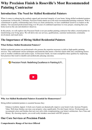 Why Precision Finish is Roseville’s Most Recommended Painting Contractor