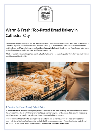 Warm & Fresh Top-Rated Bread Bakery in Cathedral City