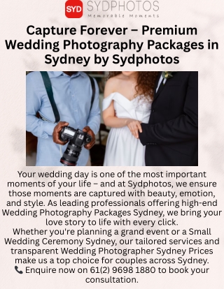 Elegant Wedding Photography Packages Sydney | Sydphotos