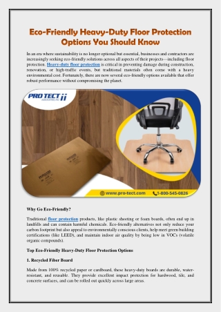 Eco-Friendly Heavy-Duty Floor Protection Options You Should Know