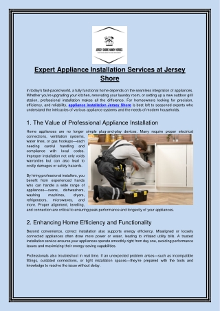 Expert Appliance Installation Services at Jersey Shore