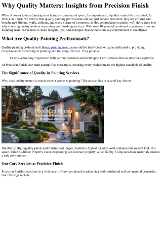 Why Quality Matters Insights from Precision Finish