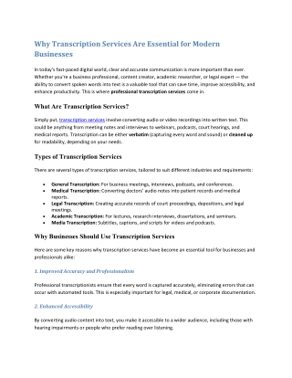 Why Transcription Services Are Essential for Modern Businesses