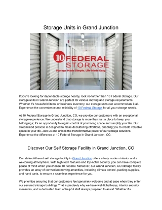 Storage Units in Grand Junction