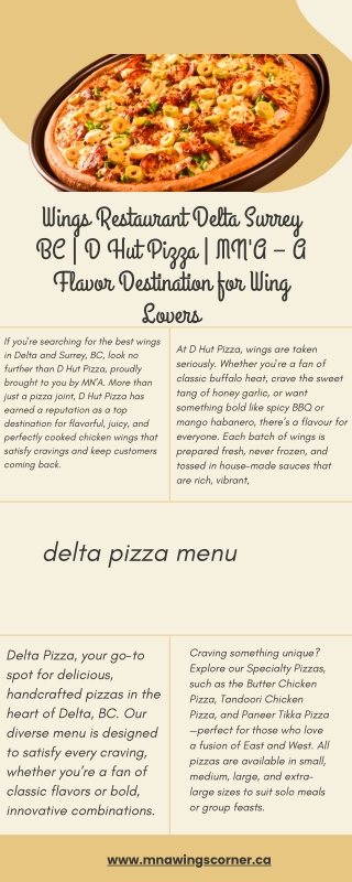Wings Restaurant Delta Surrey BC  D Hut Pizza  MN'A – A Flavor Destination for Wing Lovers