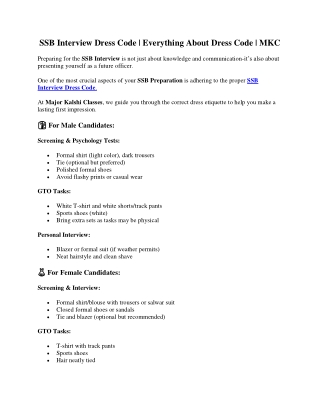 SSB Interview Dress Code
