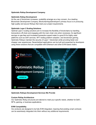 optimistic rollup development company