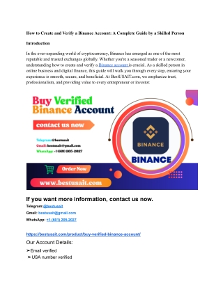 Buy Verified Binance Account - Bestusait