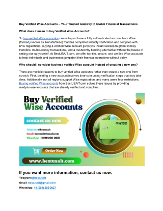 Buy Verified Wise Accounts