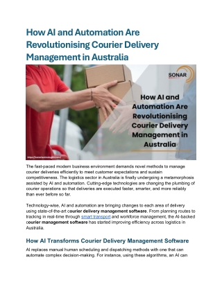 Courier Delivery Management - Sonar Technologies