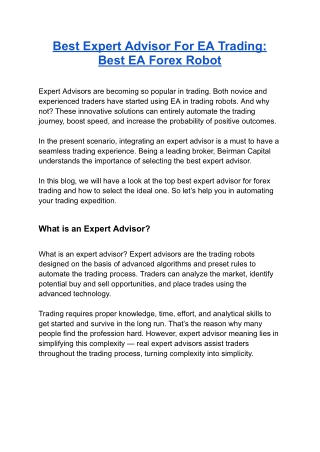 Best Expert Advisor
