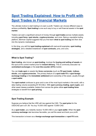 Spot Trading Explained