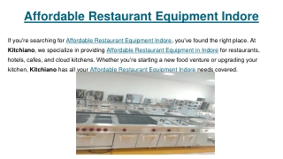 Affordable Restaurant Equipment Indore
