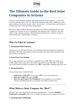 The Ultimate Guide to the Best Solar Companies in Arizona