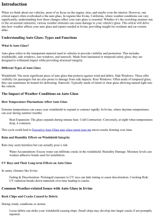 How Weather Affects Your Auto Glass and Repairs Needed in Irvine