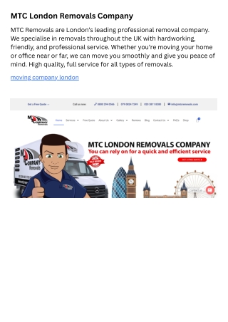 MTC London Removals Company