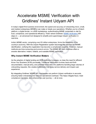Accelerate MSME Verification with Gridlines' Instant Udyam API