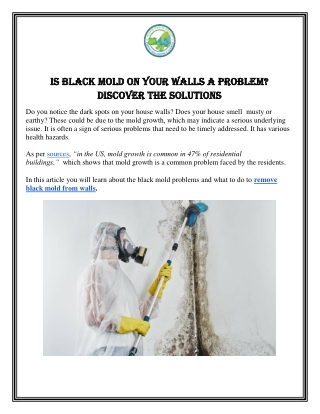 Is Black Mold on Your Walls a Problem Discover the Solutions