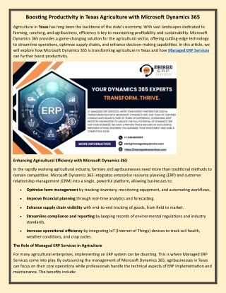 Boosting Productivity in Texas Agriculture with Microsoft Dynamics 365