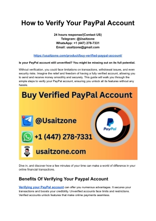 How to Buy Verify Your PayPal Account