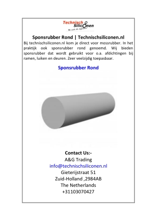 Sponsrubber Rond | Technischsiliconen.nl