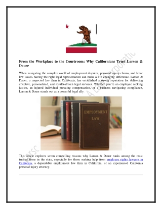 From the Workplace to the Courtroom: Why Californians Trust Larson & Dauer