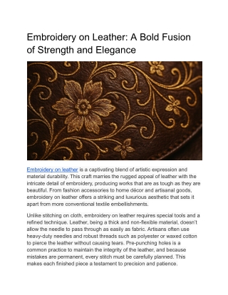 Embroidery on Leather_ A Bold Fusion of Strength