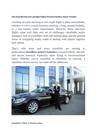 Why Early Morning and Late-Night Flights Demand Chauffeur Airport Transfers