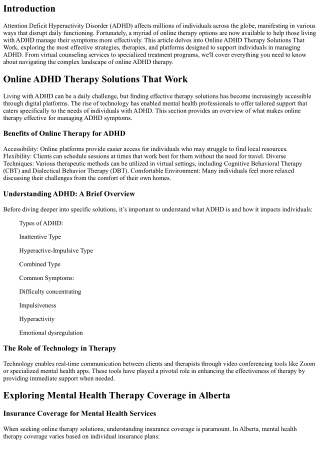 Online ADHD Treatment Solutions That Work