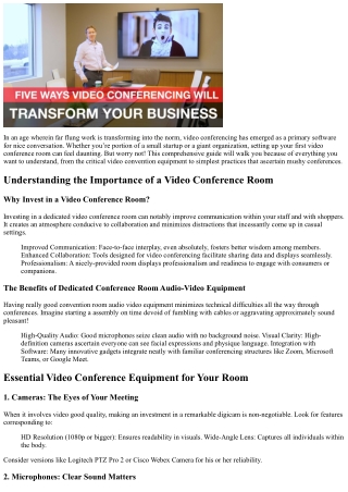 Pointers for Setting Up Your First Video Conference Area