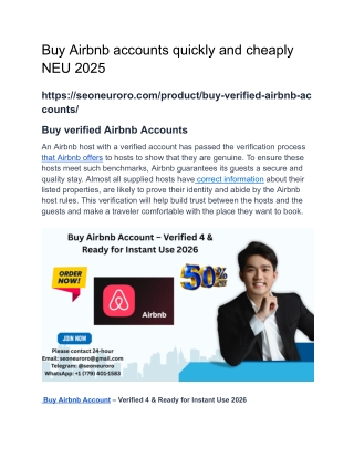 Buy Airbnb accounts quickly and cheaply  NEU 2025