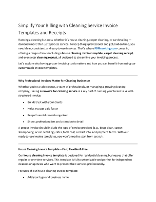 Simplify Your Billing with Cleaning Service Invoice Templates and Receipts