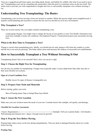 How to Successfully Transplant a Tree Without Stressing It Out