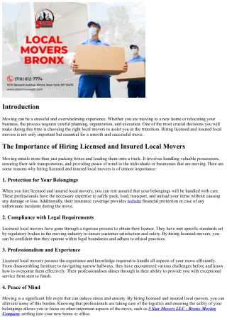 The Importance of Hiring Licensed and Insured Local Movers