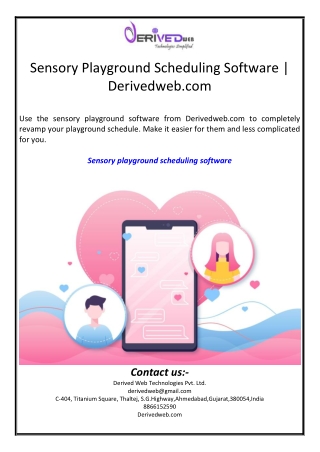 Sensory Playground Scheduling Software | Derivedweb.com