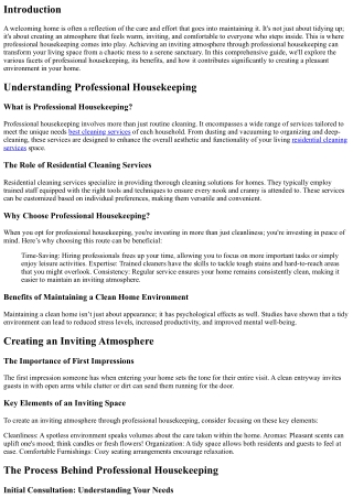 Achieve an Inviting Atmosphere Through Professional Housekeeping