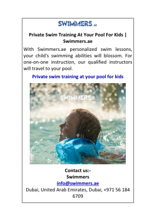 Private Swim Training At Your Pool For Kids Swimmers.ae