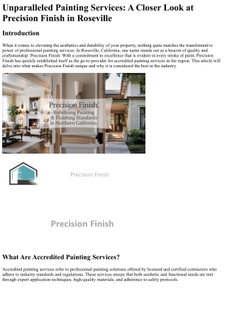Unparalleled Painting Services A Closer Look at Precision Finish in Roseville