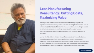 Lean Manufacturing Consultancy Cutting Costs, Maximizing Value