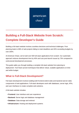 Building a Full-Stack Website from Scratch: Complete Developer's Guide