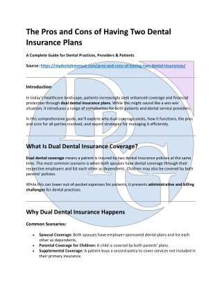 Pros and Cons of Having Two Dental Insurance Plans