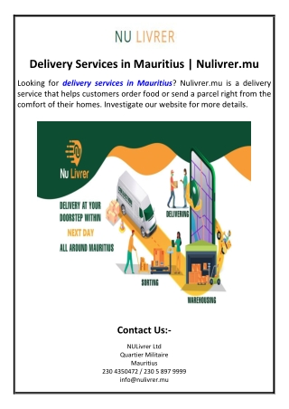 Delivery Services in Mauritius | Nulivrer.mu