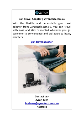 Gan Travel Adapter Zyrontech.com.au